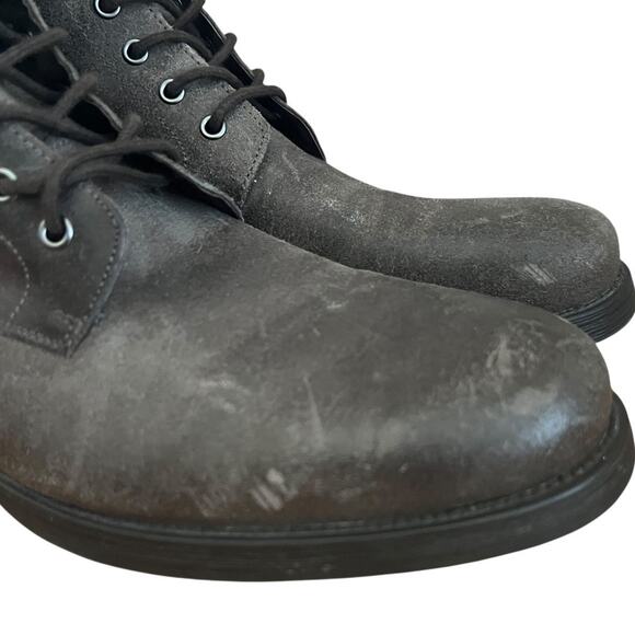 ASTON GREY Brooklyn Gray Leather Combat Boots size 12 - Picture 9 of 15